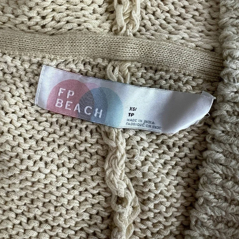 Free People Beach Sandra Sweater Cardigan Women's XS Knit Cropped‎ Cream Beige